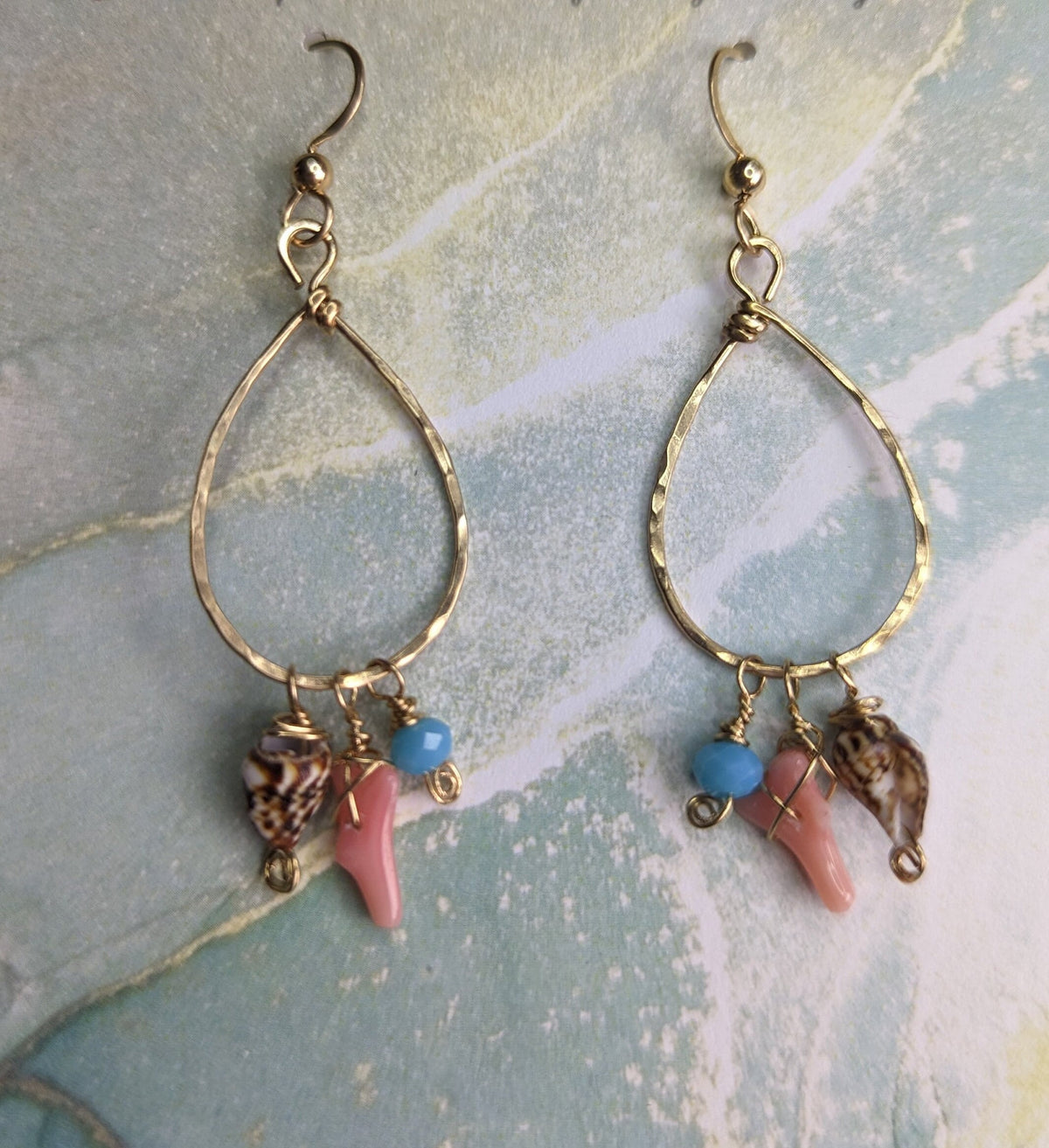Pua Tropical Coral Earrings - Coral Seashell Earrings - Handcrafted Fine Jewelry by ShellDance Designs, Kona Hawaii