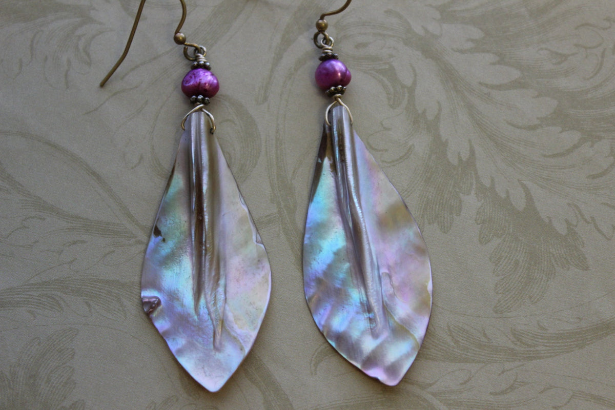 Moana Hawaiian Style Mother Of Pearl Earrings - Sea Shell Earrings - Handcrafted Fine Jewelry by ShellDance Designs, Kona Hawaii