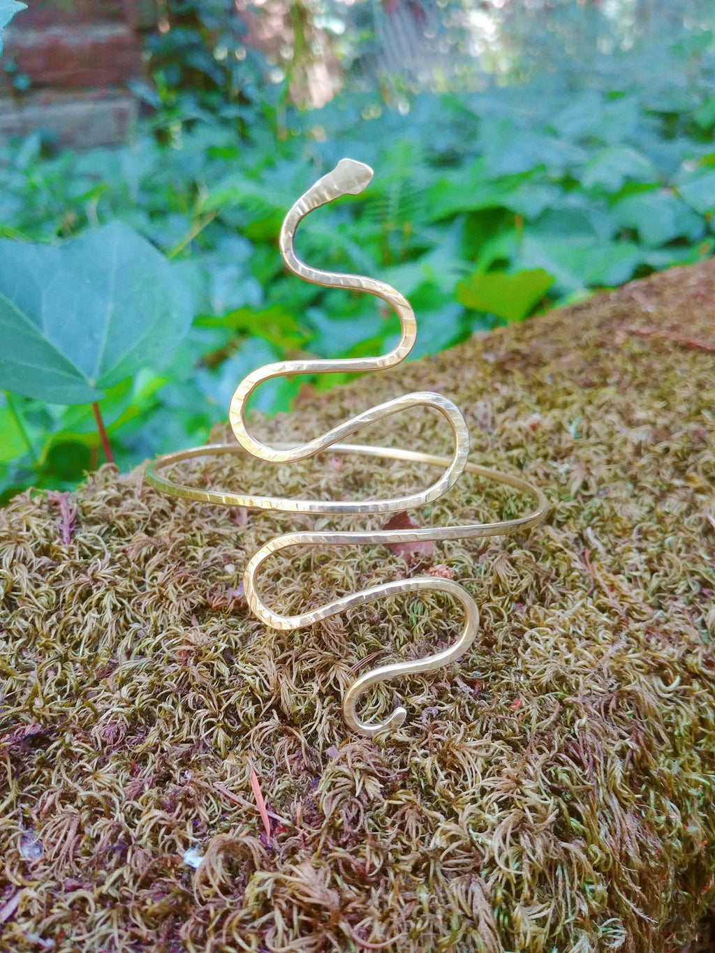 Kani Snake Cuff - Hammered Gold Serpent Armband - Handcrafted Fine Jewelry by ShellDance Designs, Kona Hawaii