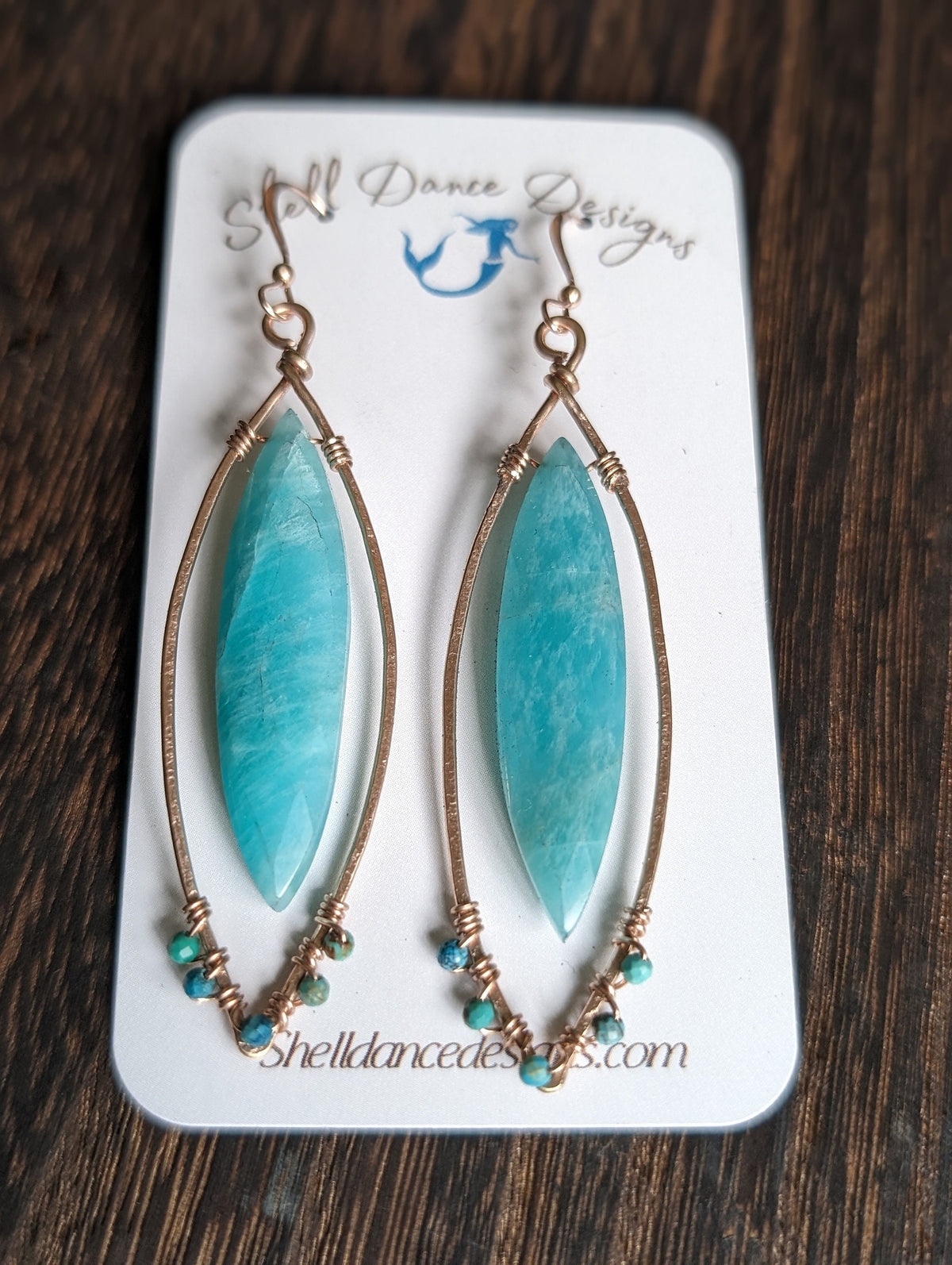 Wailea Aqua Tears - Amazonite Earrings - Handcrafted Fine Jewelry by ShellDance Designs, Kona Hawaii
