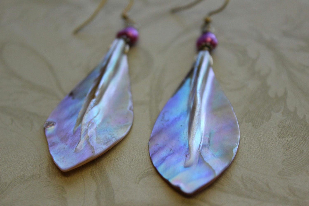 Moana Hawaiian Style Mother Of Pearl Earrings - Sea Shell Earrings - Handcrafted Fine Jewelry by ShellDance Designs, Kona Hawaii