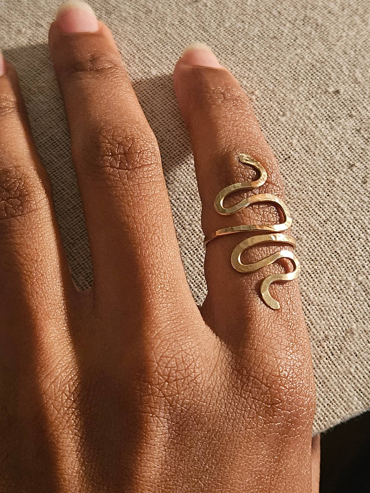 Anuenue Snake Ring - Snake Knuckle Ring - Handcrafted Fine Jewelry by ShellDance Designs, Kona Hawaii