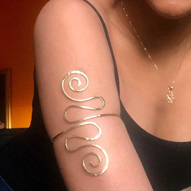 Makai Gold Swirl Upper Arm Cuff - Greek Goddess Arm Band - Handcrafted Fine Jewelry by ShellDance Designs, Kona Hawaii