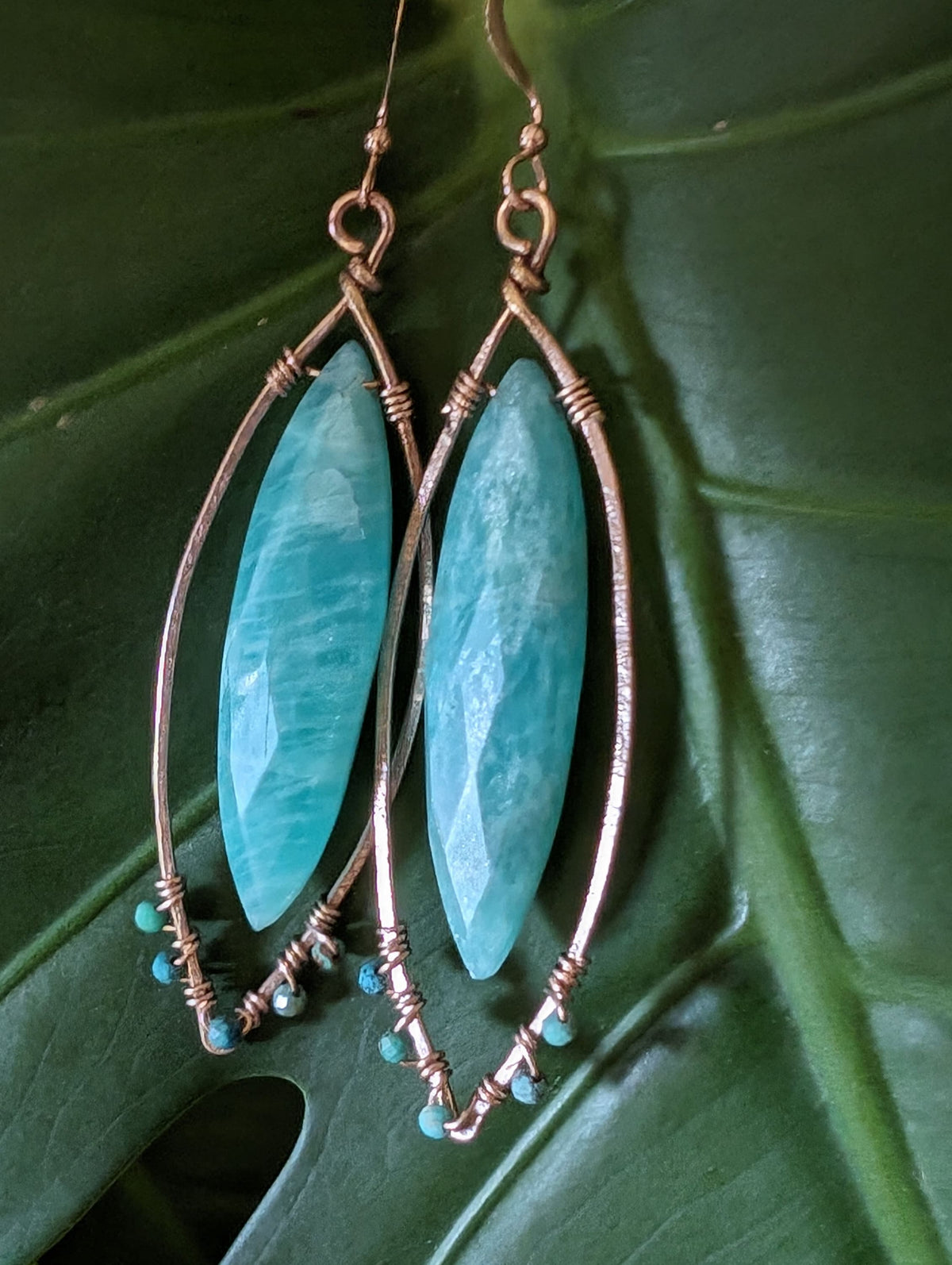 Wailea Aqua Tears - Amazonite Earrings - Handcrafted Fine Jewelry by ShellDance Designs, Kona Hawaii