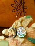 Abalone Teardrop Earrings - 14k Gold Filled Wire Wrapped - Handcrafted Fine Jewelry by ShellDance Designs, Kona Hawaii