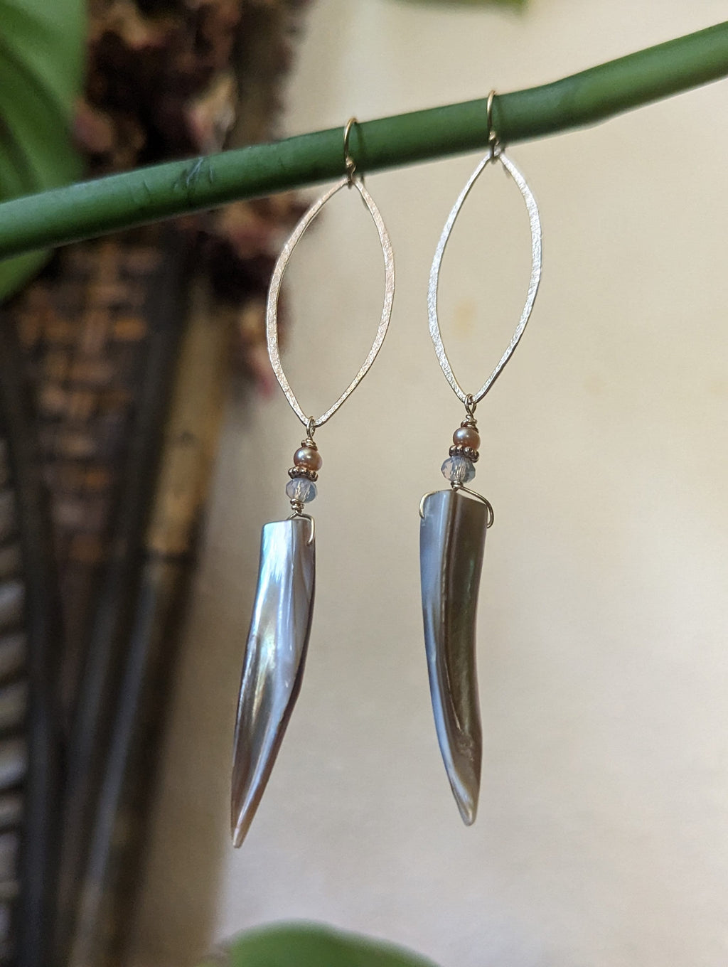 Mother Of Pearl Earrings - Handcrafted Fine Jewelry by ShellDance Designs, Kona Hawaii