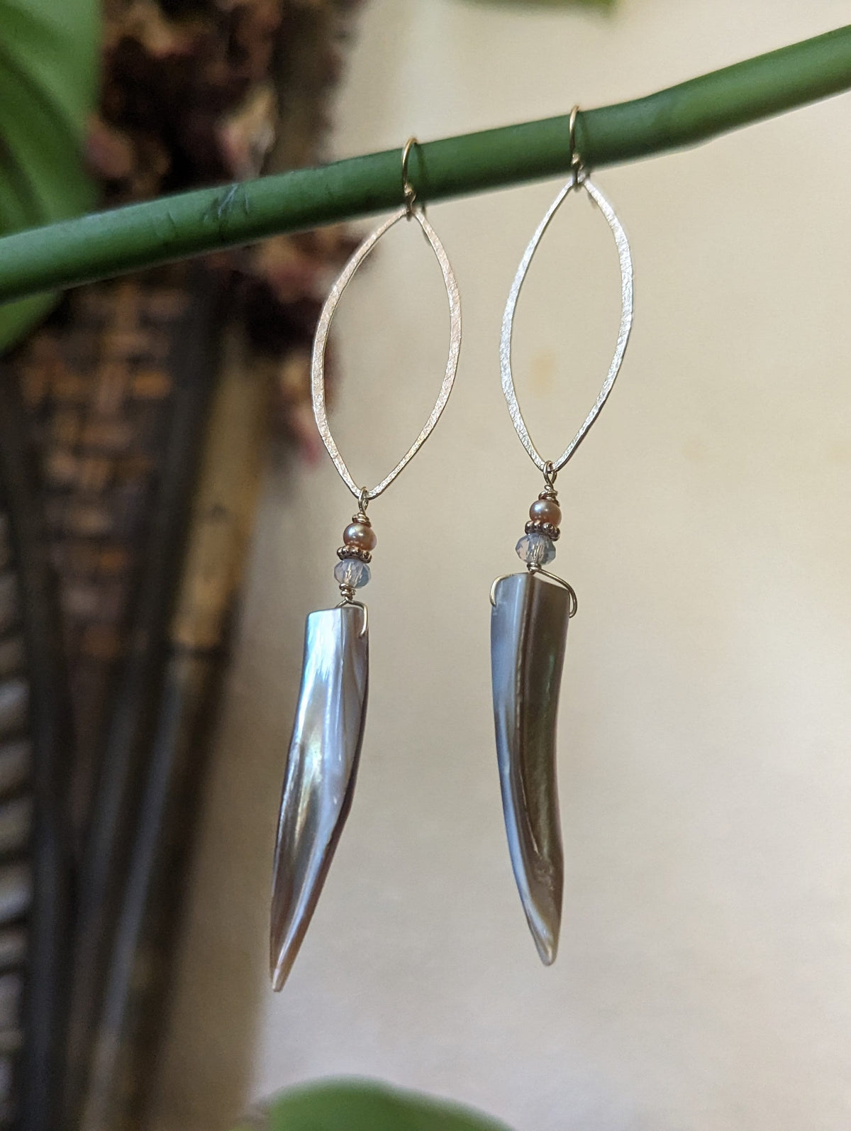 Mother Of Pearl Earrings - Handcrafted Fine Jewelry by ShellDance Designs, Kona Hawaii