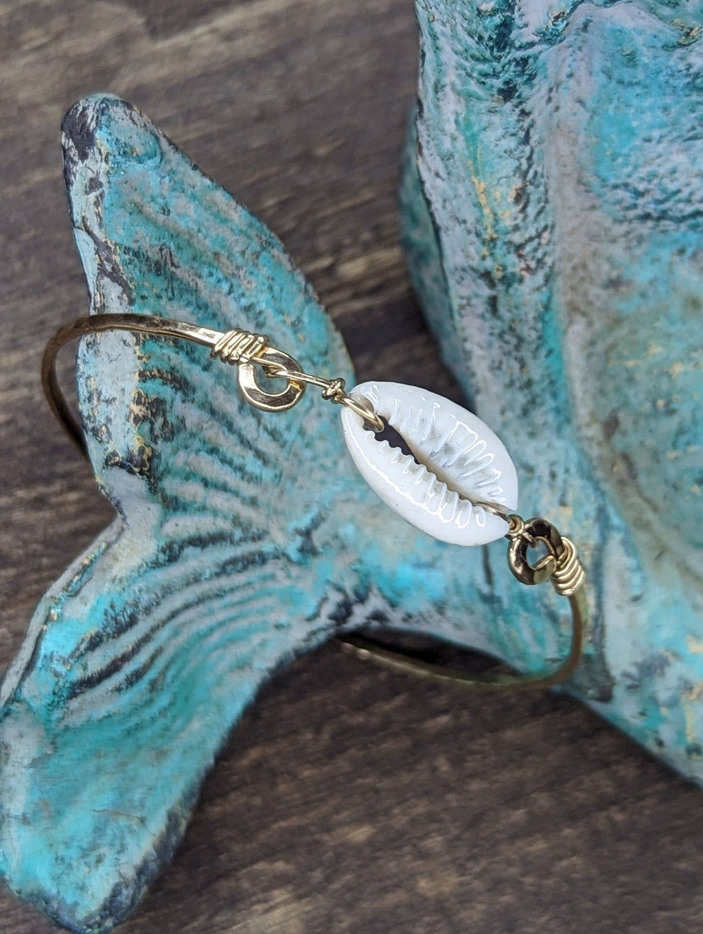 Nalu Cowrie Beach Bangle - Pick Your Size - Handcrafted Fine Jewelry by ShellDance Designs, Kona Hawaii