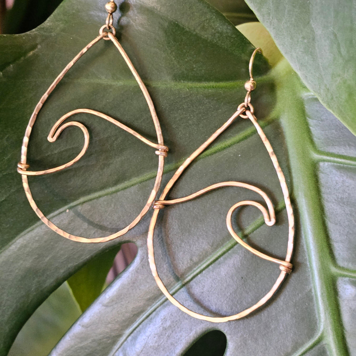 Milo Gold Wave Hoop Earrings - Beach Vibe Gift - Handcrafted Fine Jewelry by ShellDance Designs, Kona Hawaii