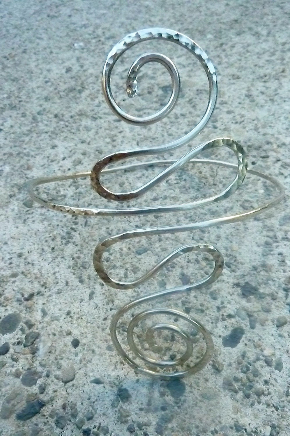 Noelani Hammered Spiral Arm Cuff - Boho Body - Handcrafted Fine Jewelry by ShellDance Designs, Kona Hawaii