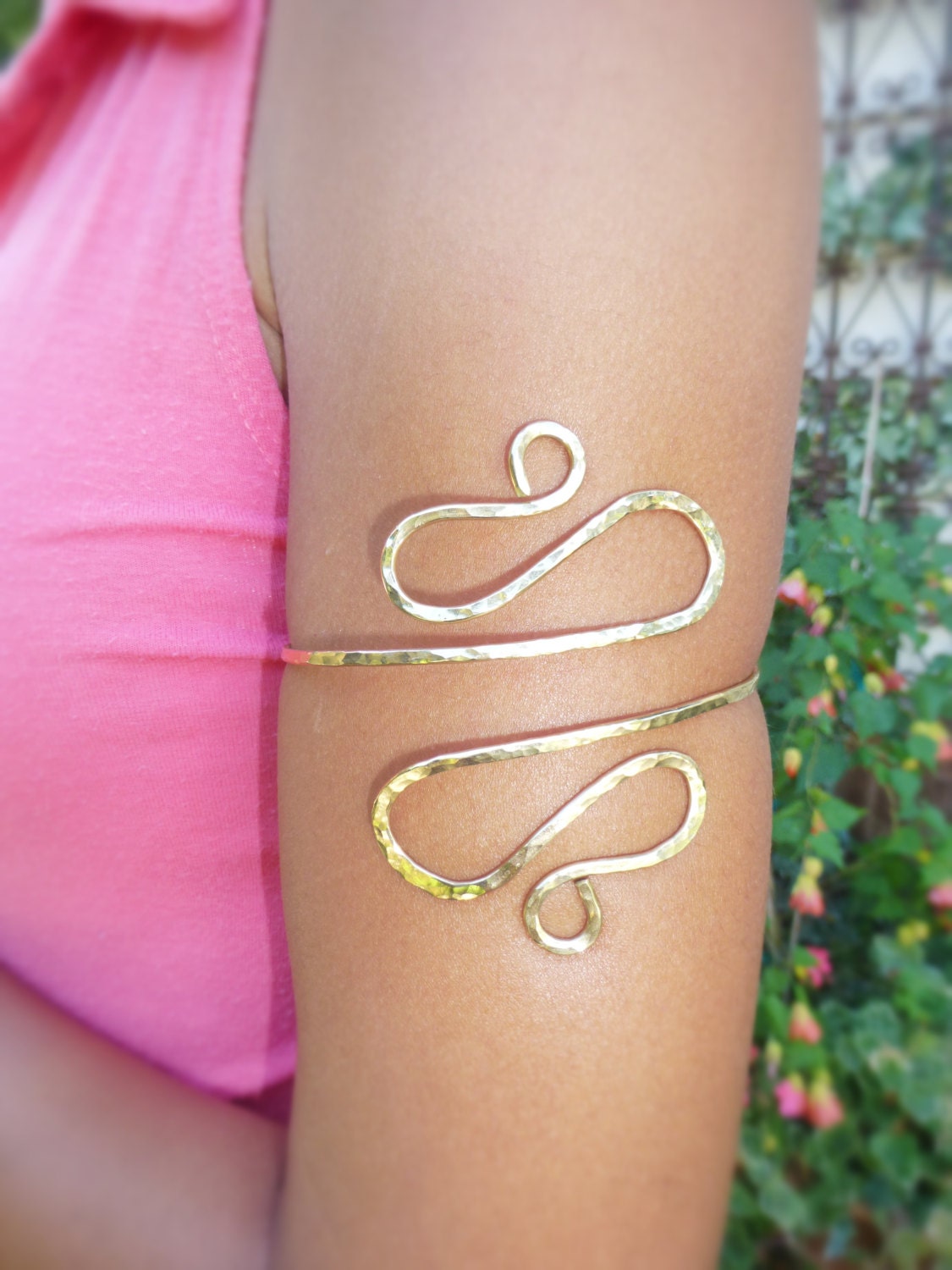 Koani Egyptian Arm Cuff - Hammered Brass Spiral Armband - Handcrafted Fine Jewelry by ShellDance Designs, Kona Hawaii