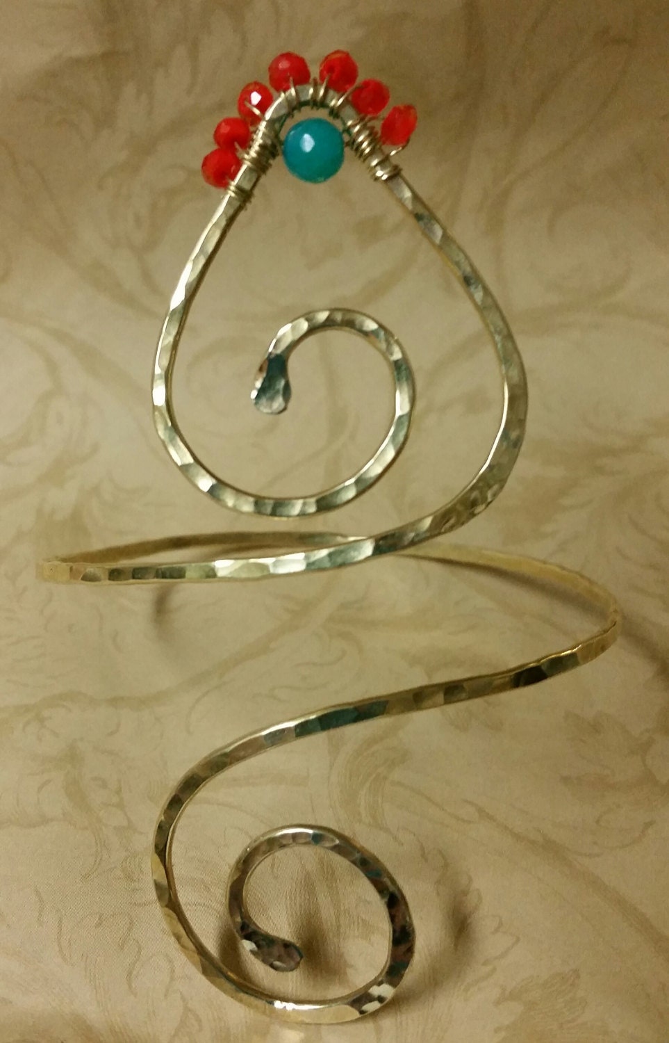 Kanoa Bohemian Lotus Hammered Arm Cuff - Handcrafted Fine Jewelry by ShellDance Designs, Kona Hawaii