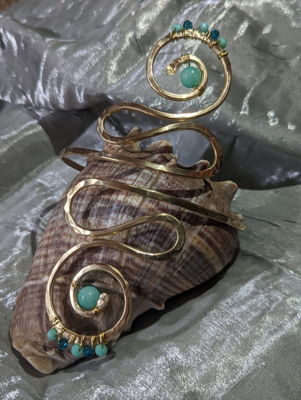 Alohi Arm Cuff - Beaded Mermaid Goddess Accessory - Handcrafted Fine Jewelry by ShellDance Designs, Kona Hawaii
