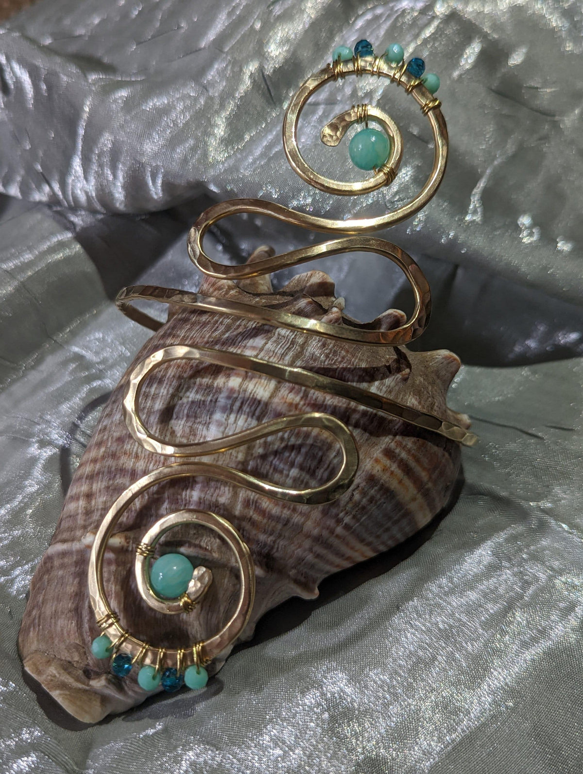 Alohi Arm Cuff - Beaded Mermaid Goddess Accessory - Handcrafted Fine Jewelry by ShellDance Designs, Kona Hawaii