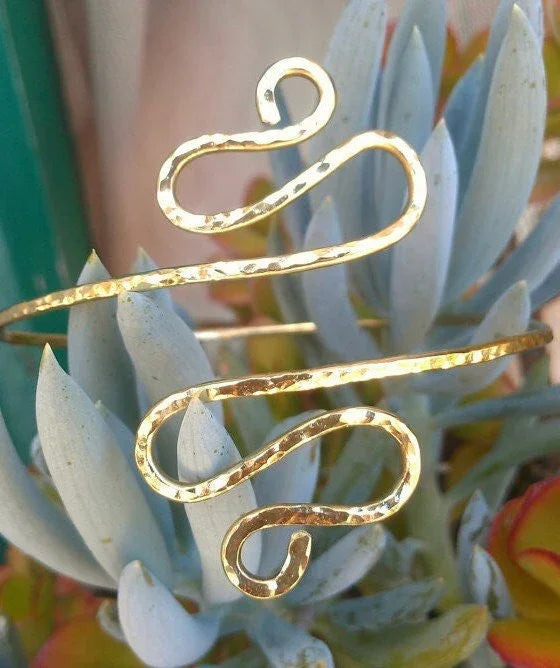 Kalea Egyptian Upper Arm Cuff - Gold Goddess Armlet - Handcrafted Fine Jewelry by ShellDance Designs, Kona Hawaii
