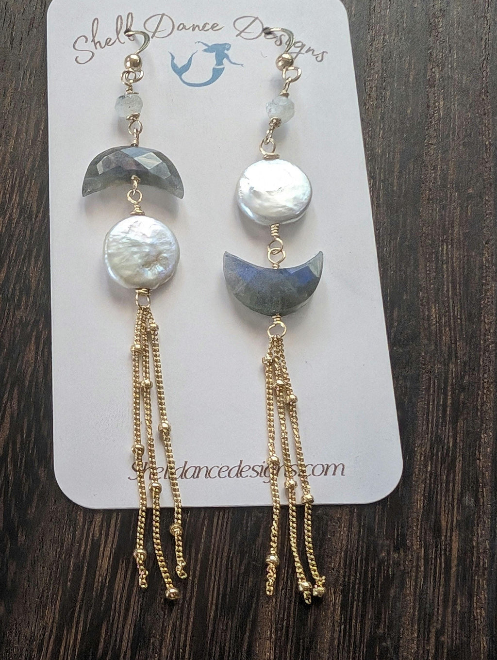 Manoa Lunar Eclipse Earrings - Celestial Earrings - Handcrafted Fine Jewelry by ShellDance Designs, Kona Hawaii