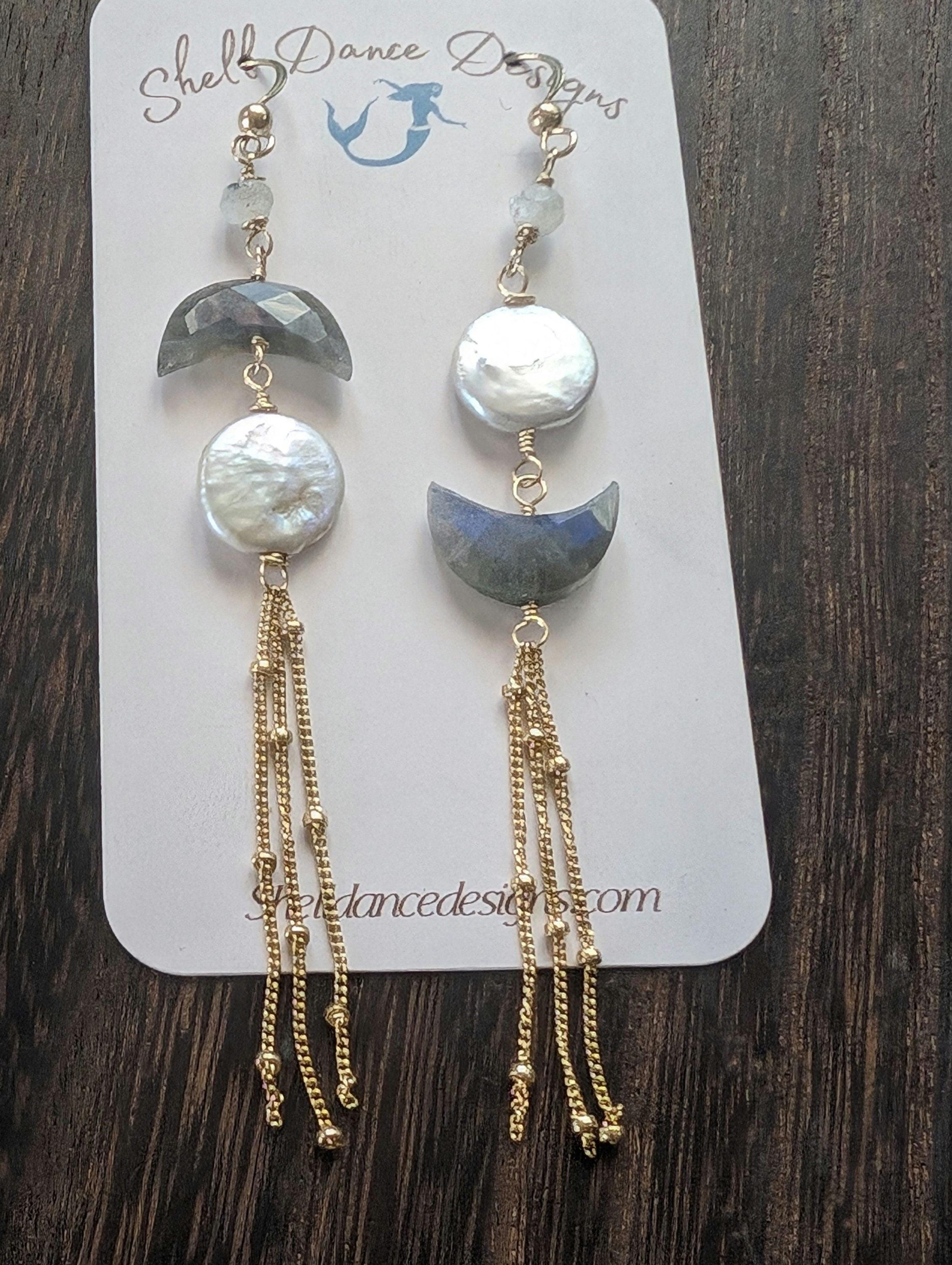 Manoa Lunar Eclipse Earrings - Celestial Earrings - Handcrafted Fine Jewelry by ShellDance Designs, Kona Hawaii