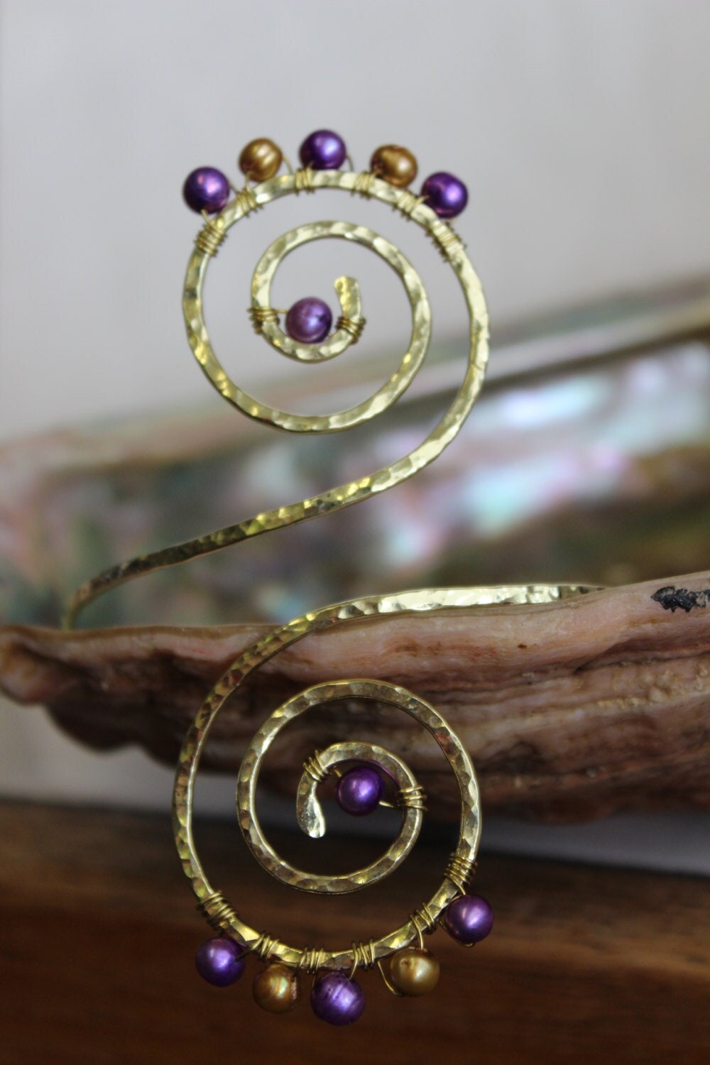 Lani Mermaid Swirl Upper Arm Cuff - Handcrafted Fine Jewelry by ShellDance Designs, Kona Hawaii