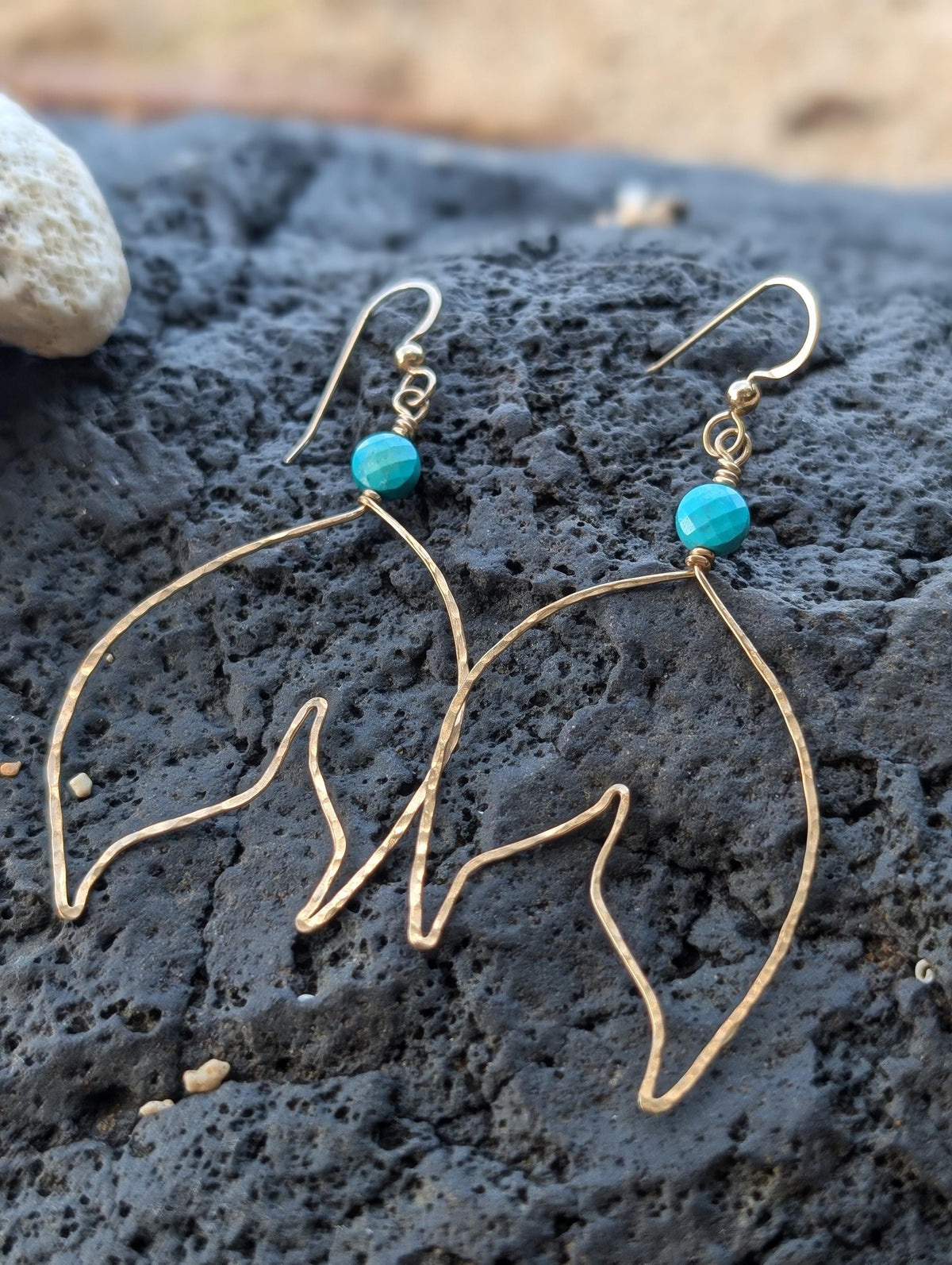 Mermaid Tail - Whale Tail Earrings - Handcrafted Fine Jewelry by ShellDance Designs, Kona Hawaii