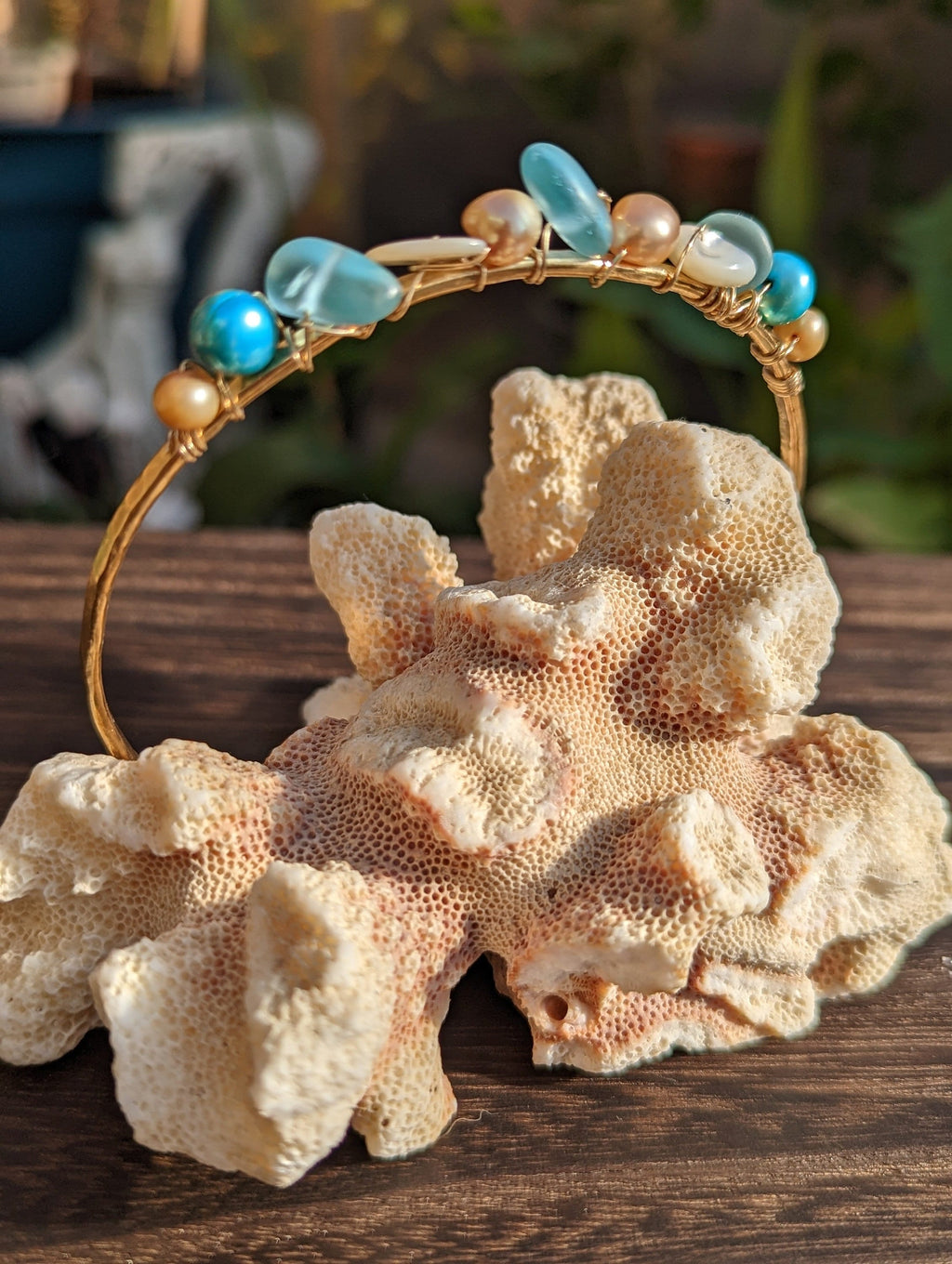 Ikaika Sea Glass Arm Cuff - Mermaid Armband - Handcrafted Fine Jewelry by ShellDance Designs, Kona Hawaii