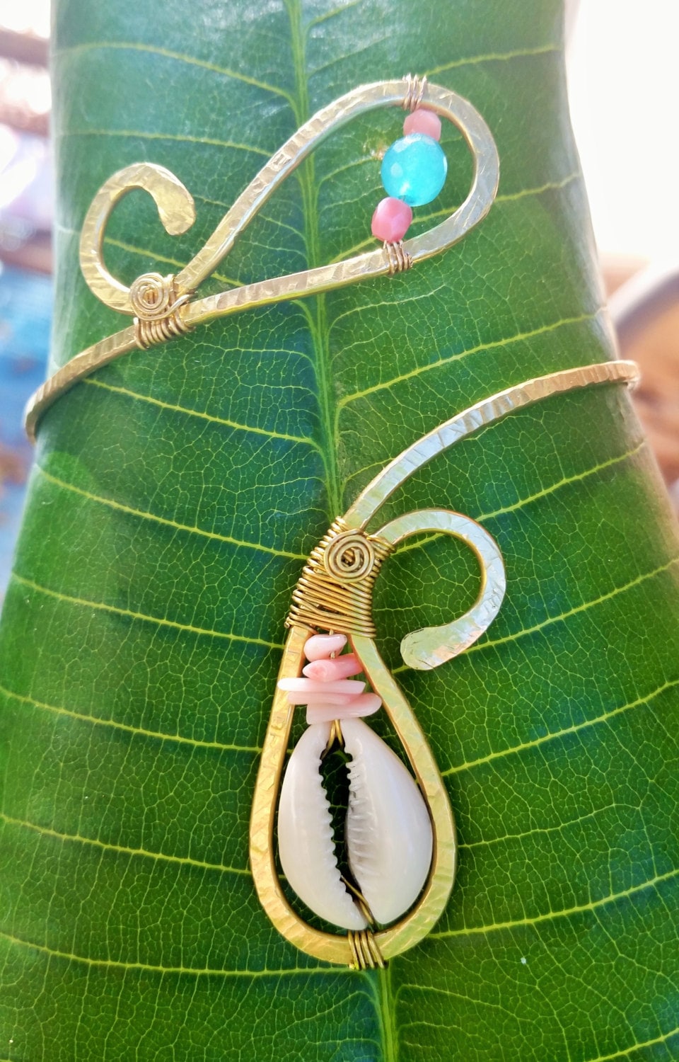 Hanalei Arm Cuff Hawaiian Style - Gold - Handcrafted Fine Jewelry by ShellDance Designs, Kona Hawaii
