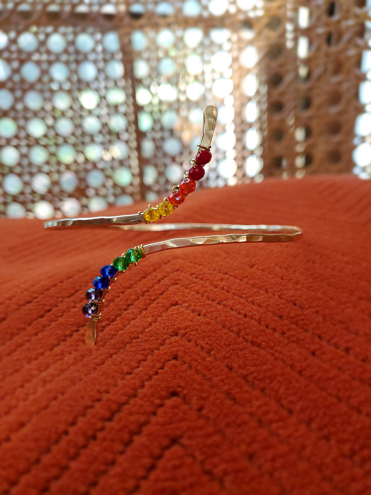 Hanalei Pride Rainbow Arm Cuff - Adjustable Upper Arm Bracelet - Handcrafted Fine Jewelry by ShellDance Designs, Kona Hawaii