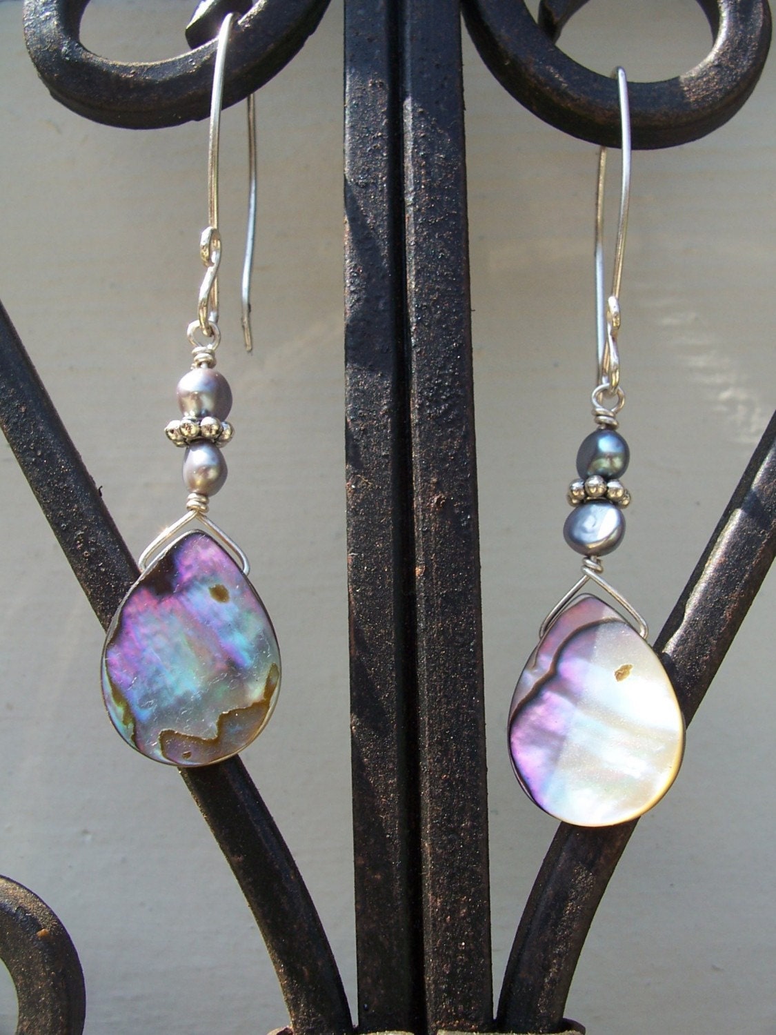 Hoku Ocean Tears - Abalone Earrings - Handcrafted Fine Jewelry by ShellDance Designs, Kona Hawaii