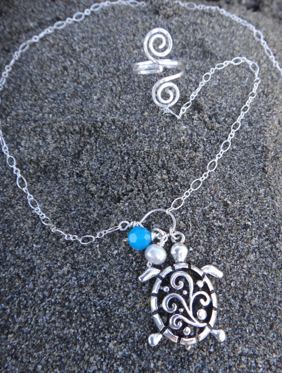 Kani Sea Turtle Anklet Toe Ring - Sterling Silver - Handcrafted Fine Jewelry by ShellDance Designs, Kona Hawaii