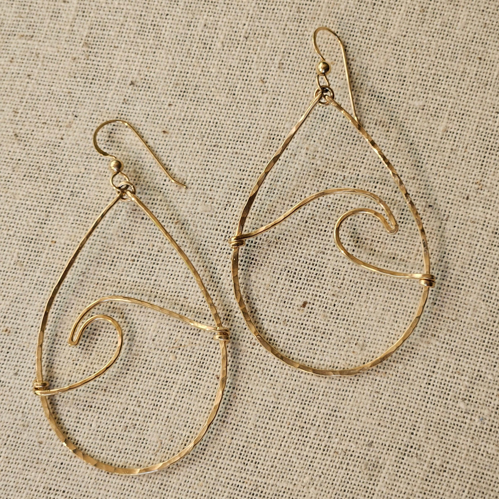 Milo Gold Wave Hoop Earrings - Beach Vibe Gift - Handcrafted Fine Jewelry by ShellDance Designs, Kona Hawaii