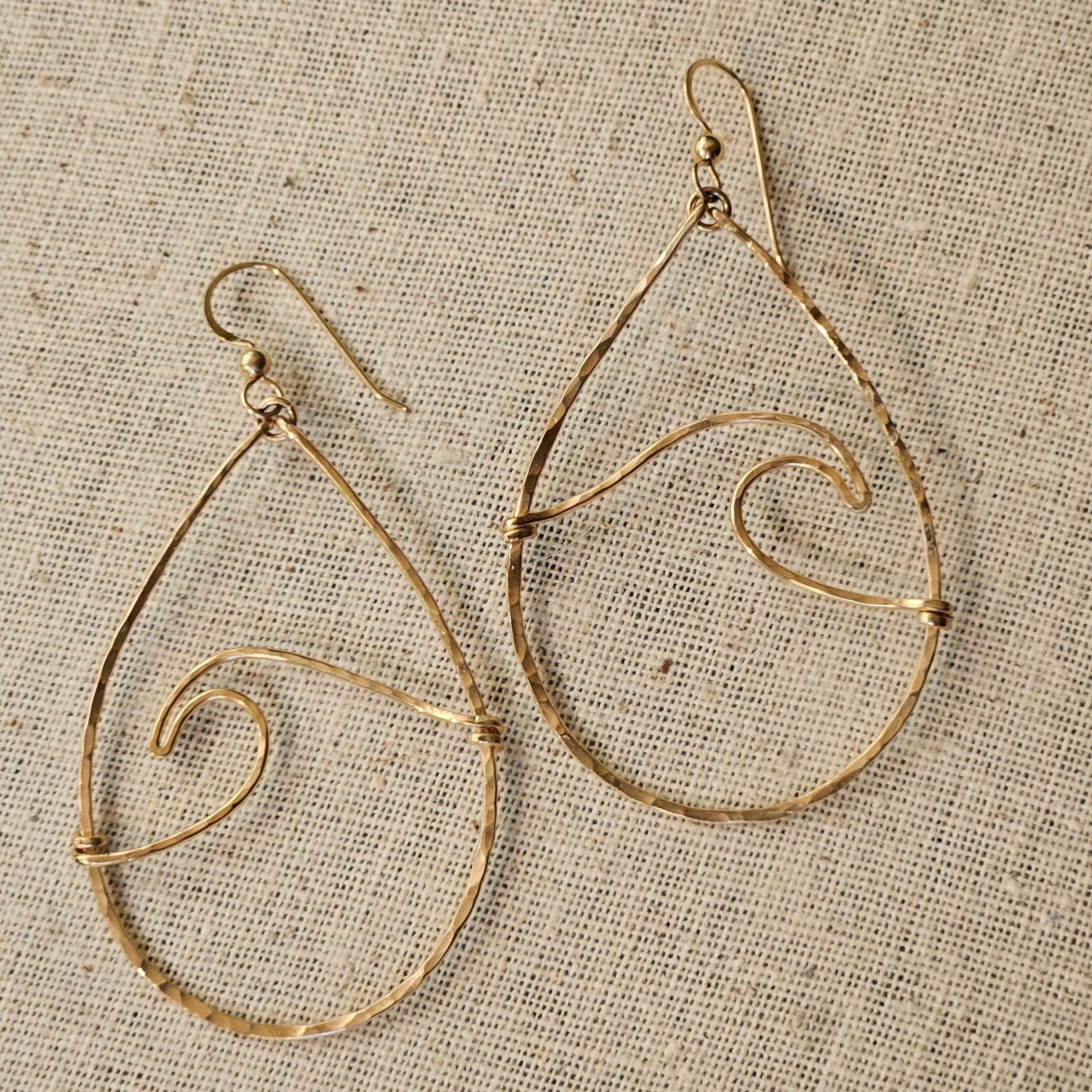 Milo Gold Wave Hoop Earrings - Beach Vibe Gift - Handcrafted Fine Jewelry by ShellDance Designs, Kona Hawaii