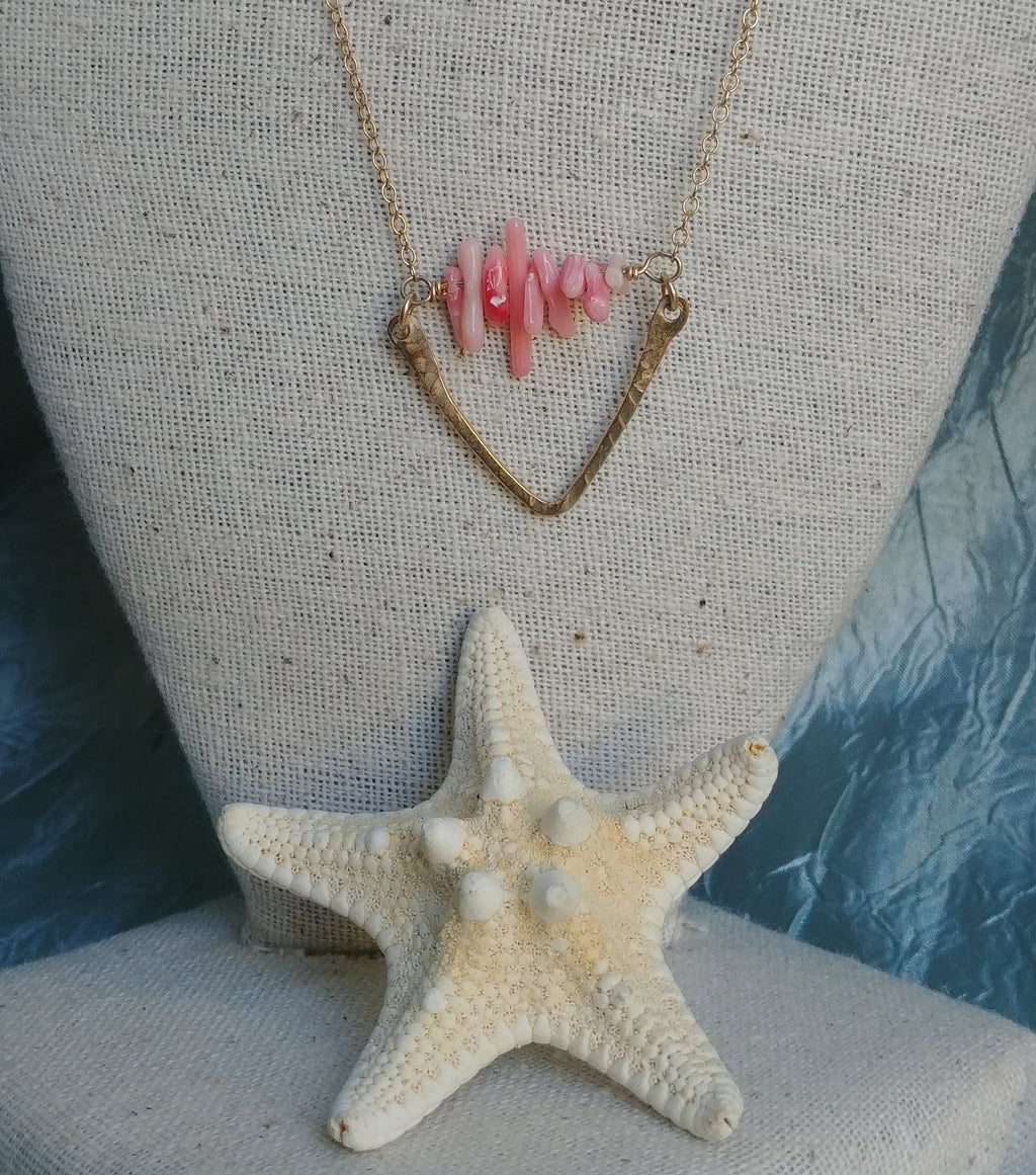 Nohea Mermaid Coral Necklace - Available In Gold - Handcrafted Fine Jewelry by ShellDance Designs, Kona Hawaii