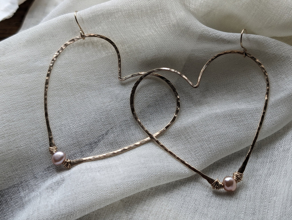 Kaanapali Large Heart Hoop Earrings - Handcrafted Fine Jewelry by ShellDance Designs, Kona Hawaii