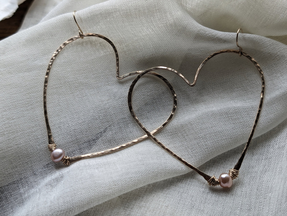 Kaanapali Large Heart Hoop Earrings - Handcrafted Fine Jewelry by ShellDance Designs, Kona Hawaii
