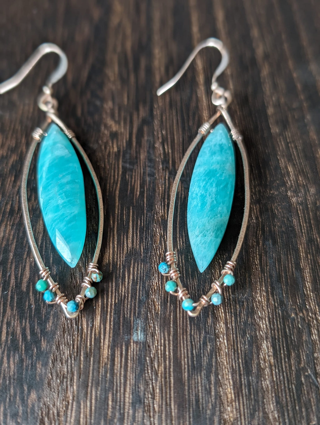 Wailea Aqua Tears - Amazonite Earrings - Handcrafted Fine Jewelry by ShellDance Designs, Kona Hawaii
