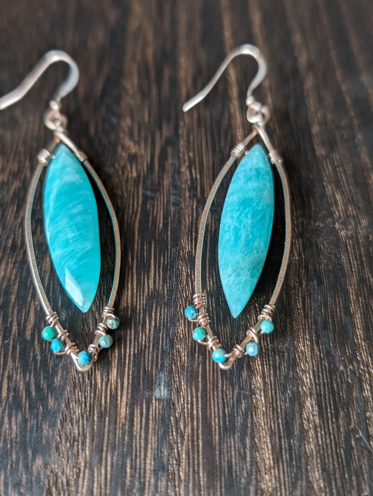 Wailea Aqua Tears - Amazonite Earrings - Handcrafted Fine Jewelry by ShellDance Designs, Kona Hawaii
