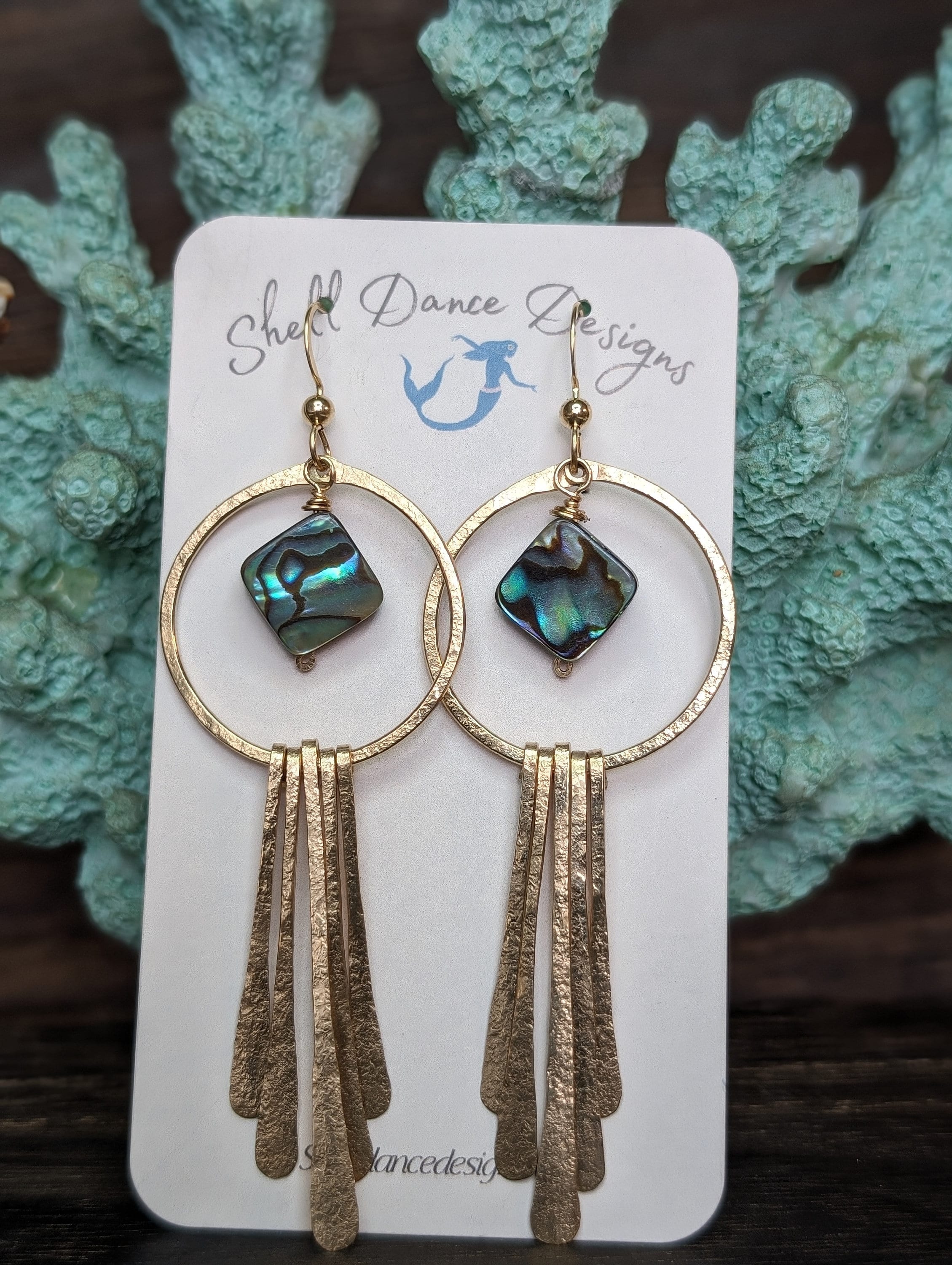 Alohi Mermaid Diamonds Tassel Earrings - Handcrafted Fine Jewelry by ShellDance Designs, Kona Hawaii