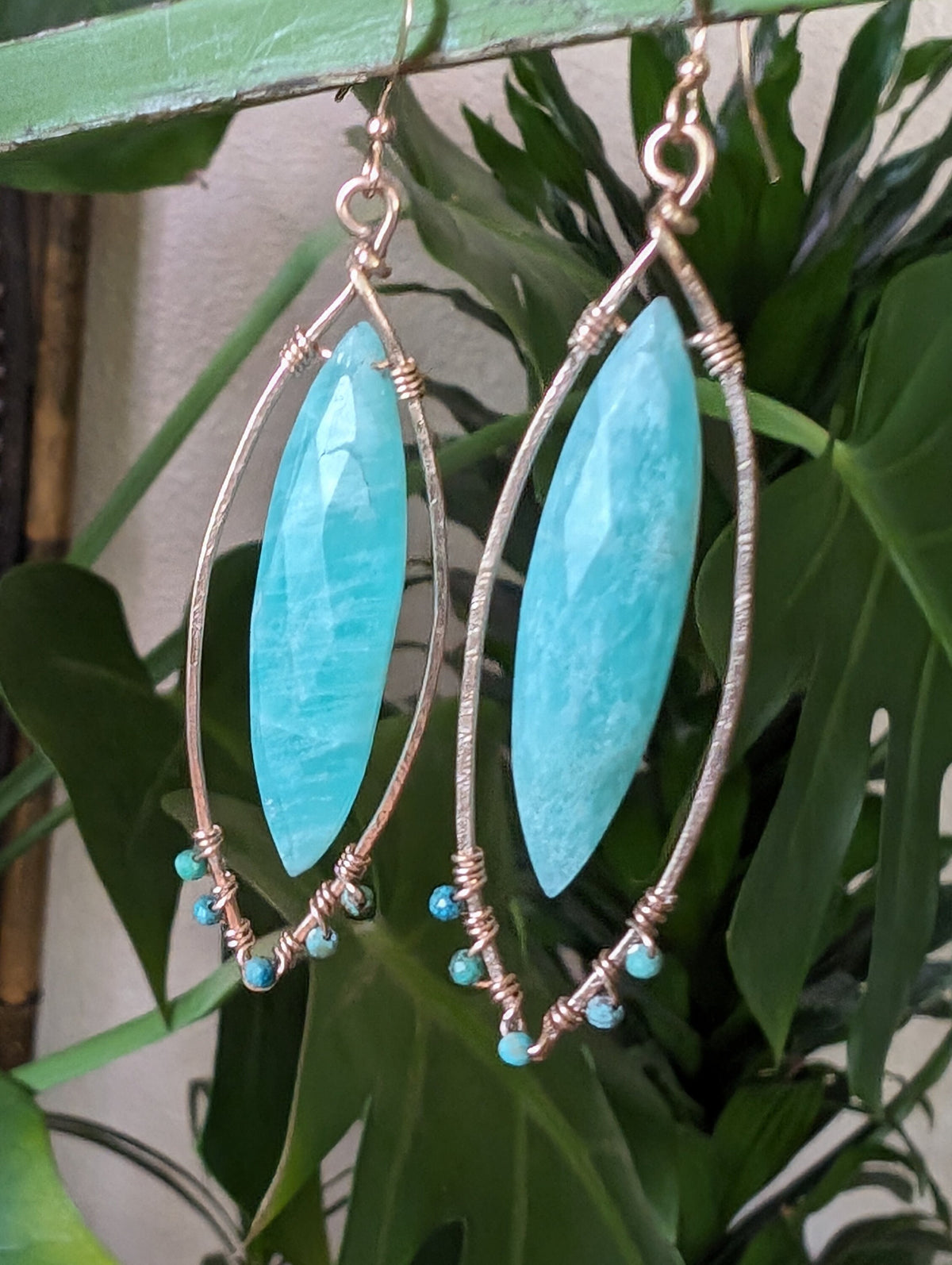 Wailea Aqua Tears - Amazonite Earrings - Handcrafted Fine Jewelry by ShellDance Designs, Kona Hawaii