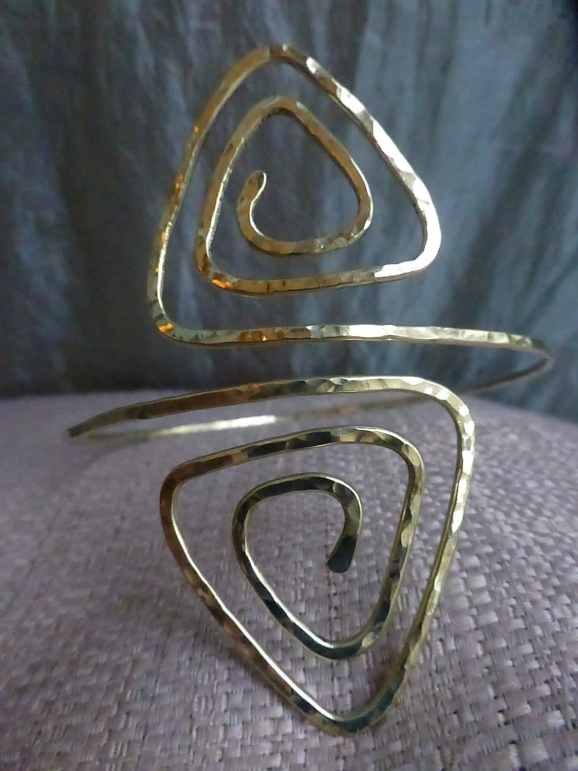 Tribal Triangle Hammered Armband - Triangle Upper Arm Cuff - Handcrafted Fine Jewelry by ShellDance Designs, Kona Hawaii