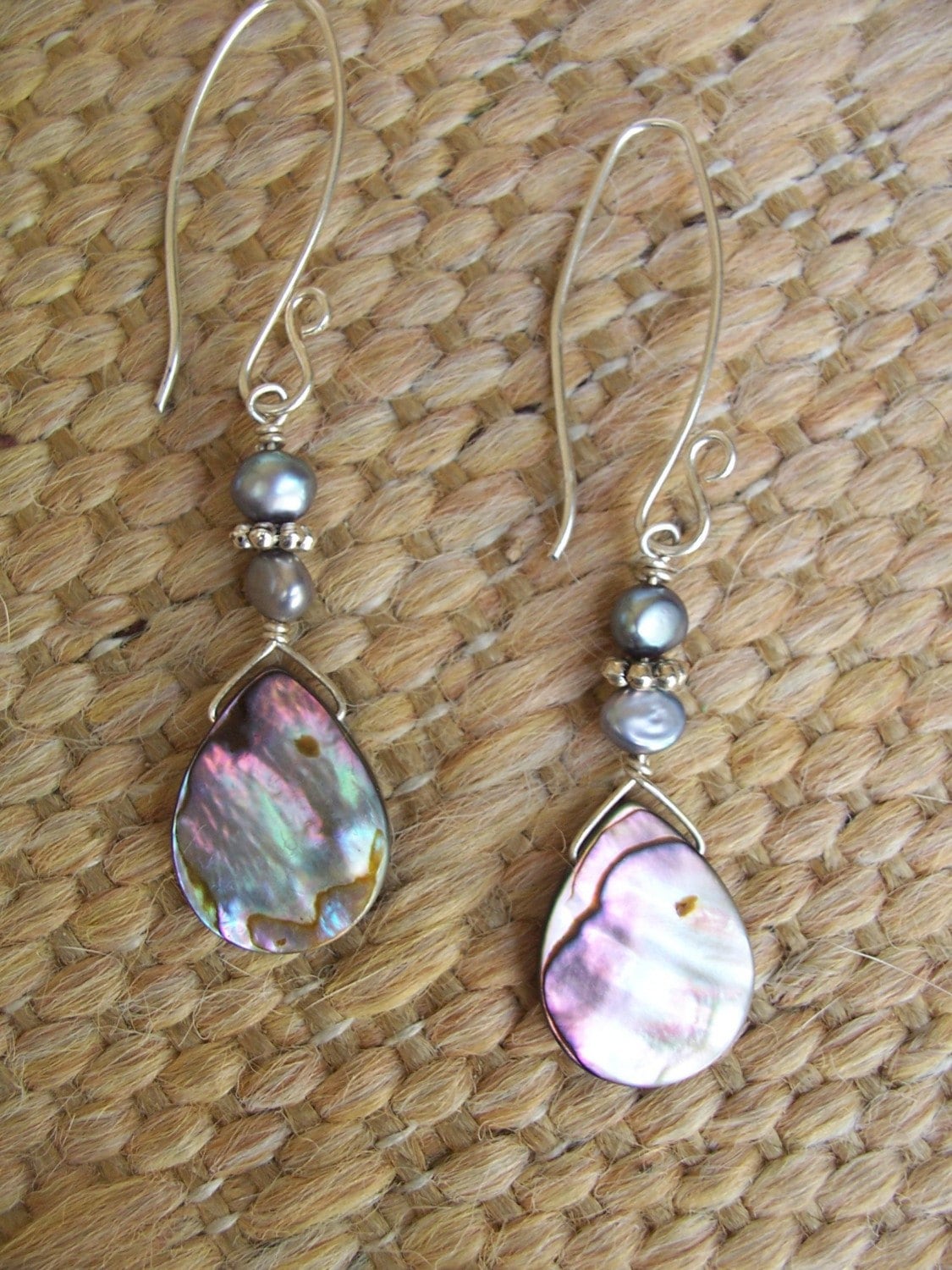 Hoku Ocean Tears - Abalone Earrings - Handcrafted Fine Jewelry by ShellDance Designs, Kona Hawaii