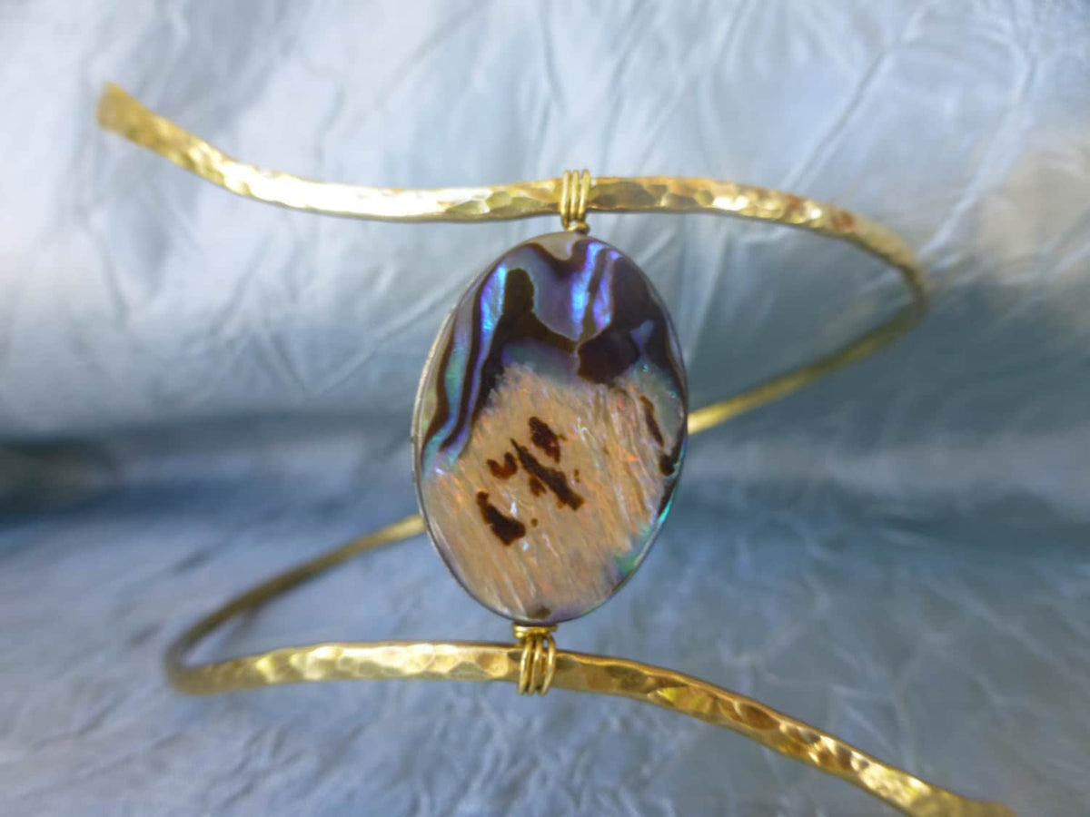 Ahe Abalone Mermaid Arm Cuff - Iridescent Shell Arm Band, alternate view 3