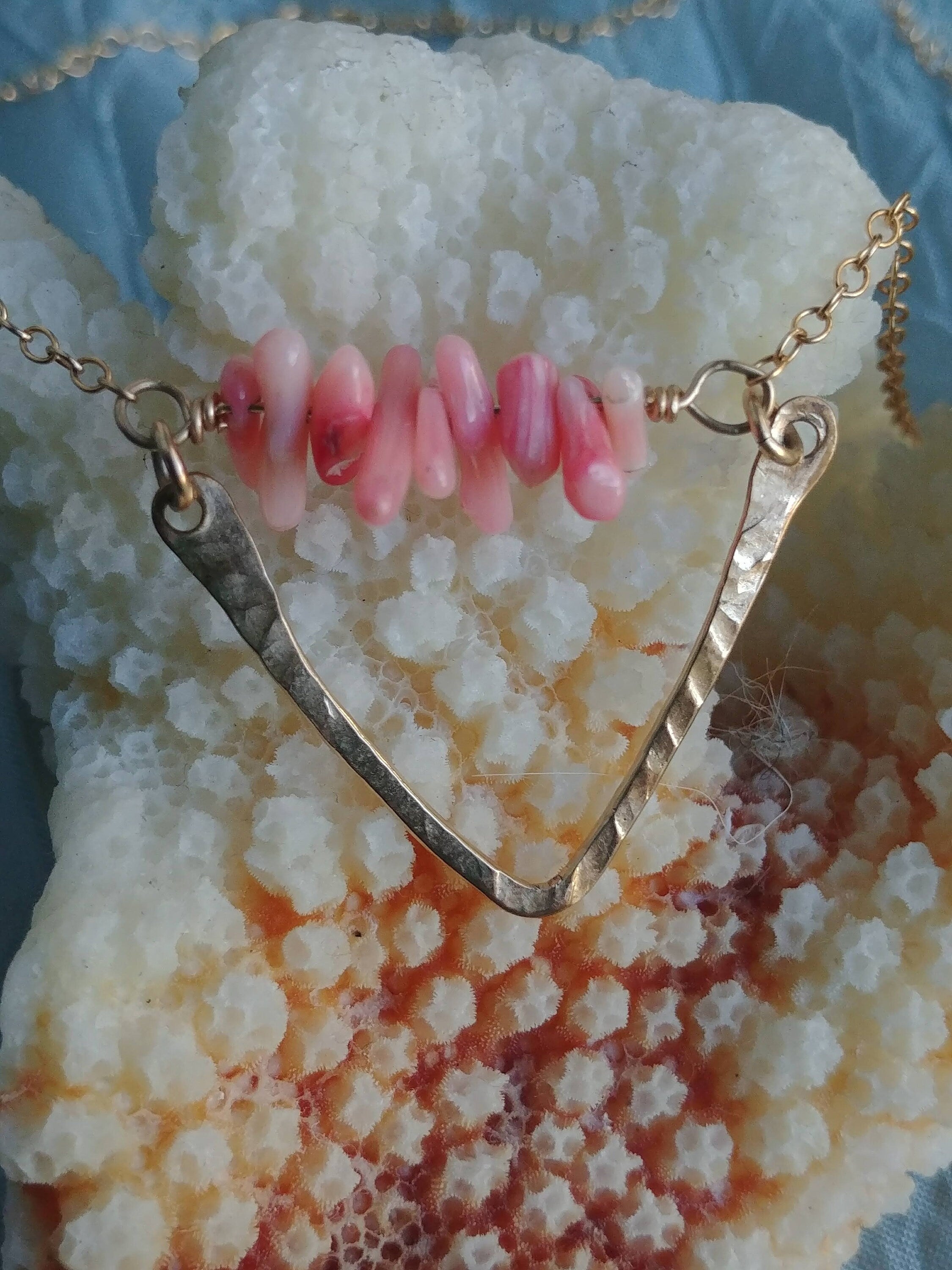 Nohea Mermaid Coral Necklace - Available In Gold - Handcrafted Fine Jewelry by ShellDance Designs, Kona Hawaii