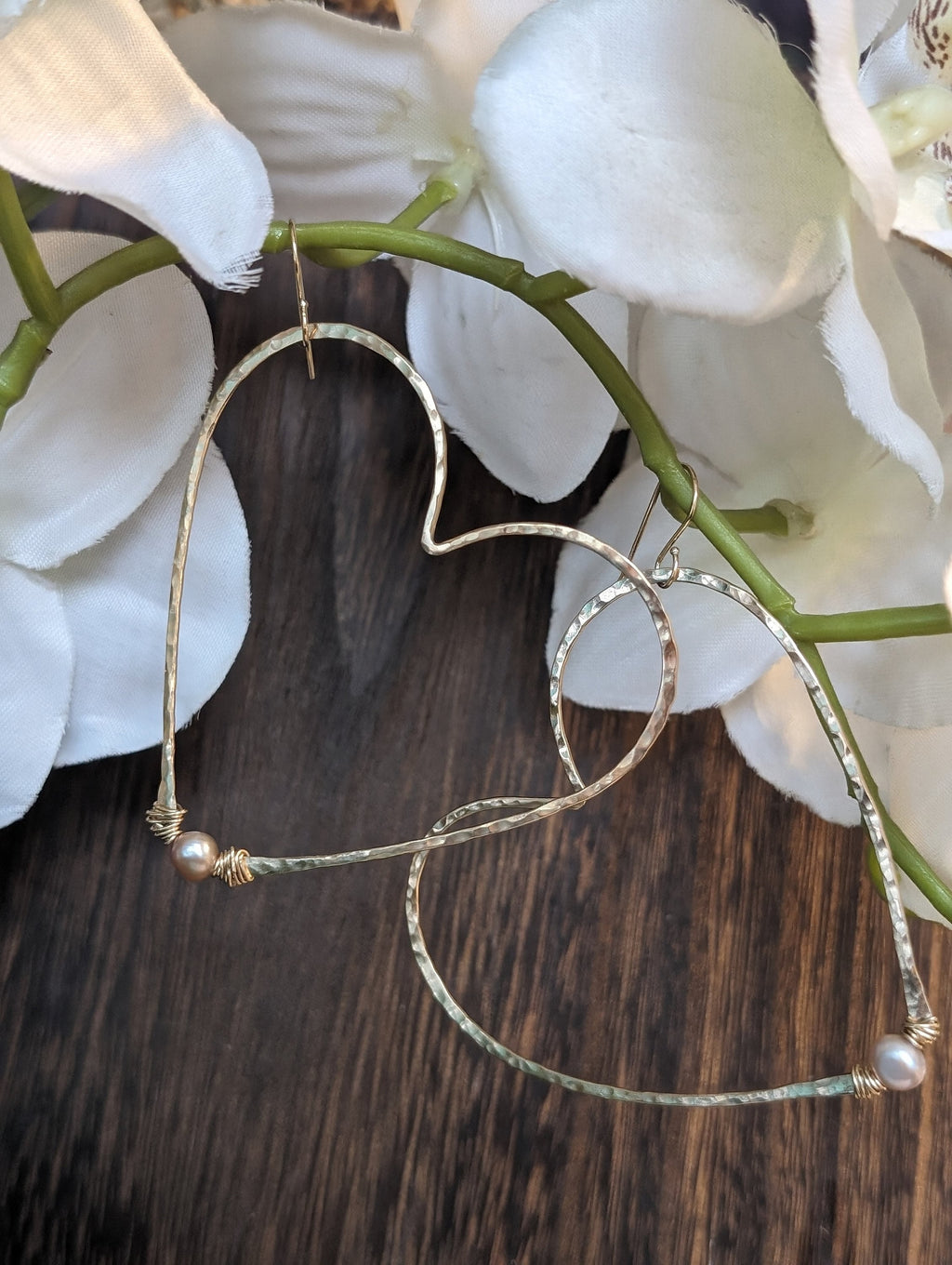 Kaanapali Large Heart Hoop Earrings - Handcrafted Fine Jewelry by ShellDance Designs, Kona Hawaii