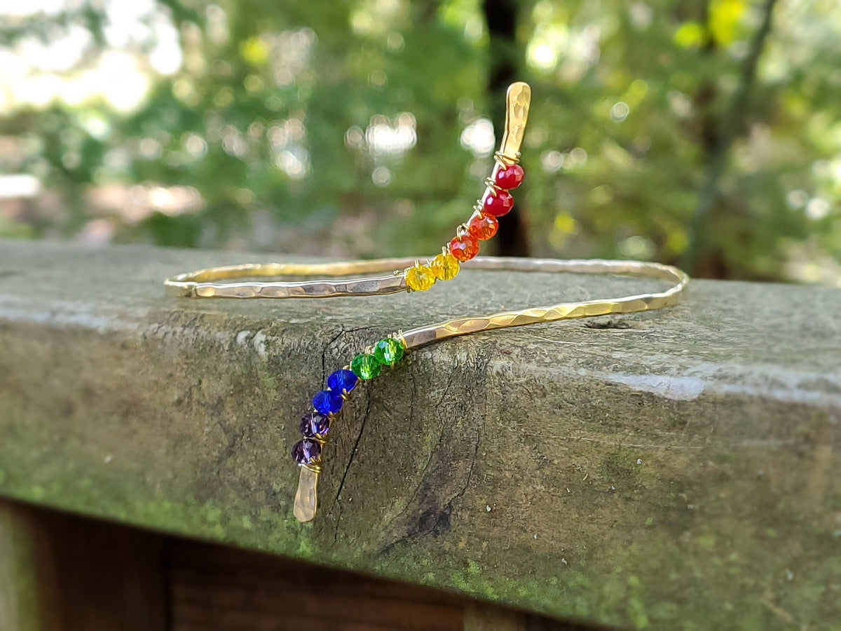 Hanalei Pride Rainbow Arm Cuff - Adjustable Upper Arm Bracelet - Handcrafted Fine Jewelry by ShellDance Designs, Kona Hawaii