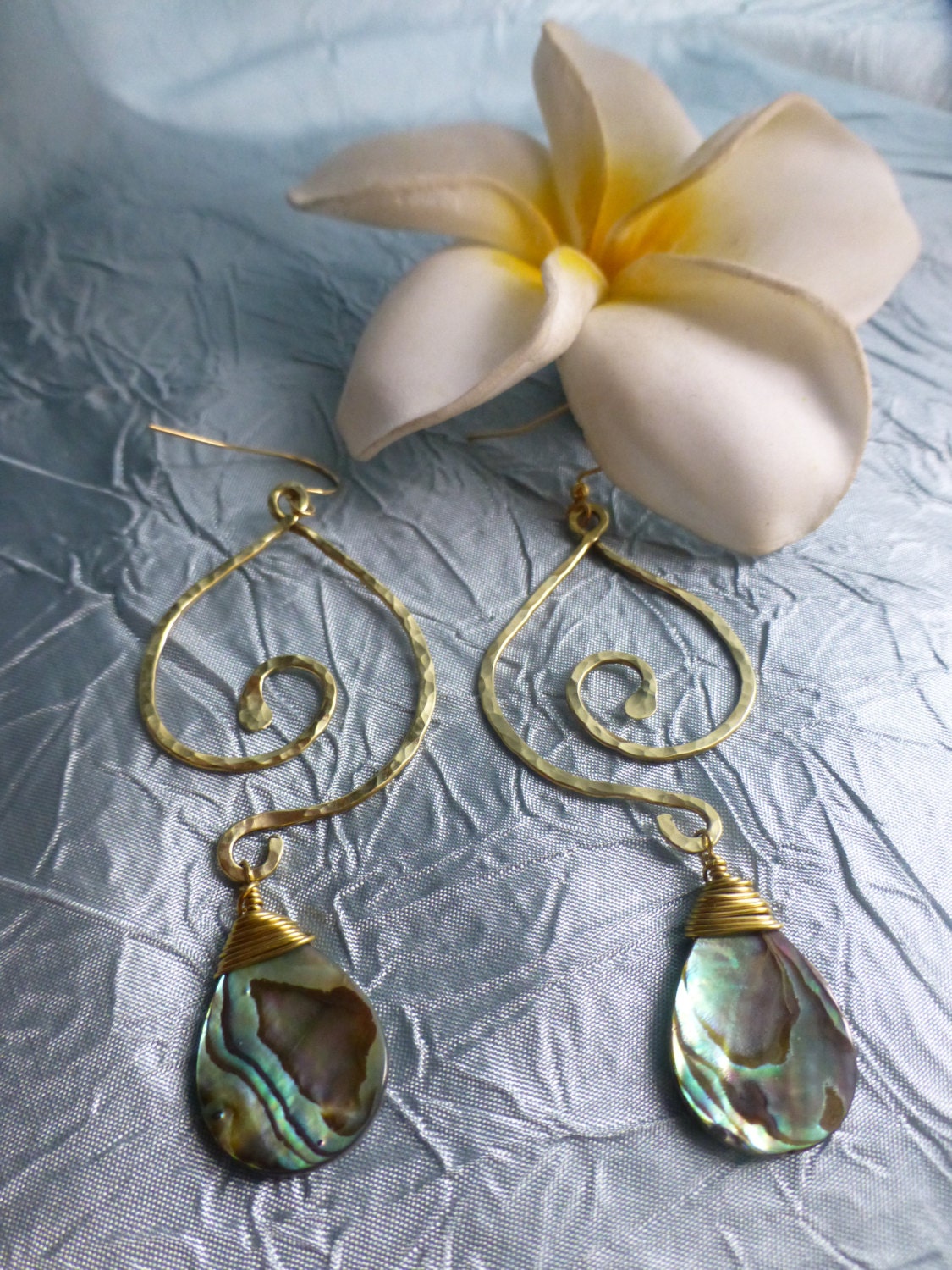 Kaia Abalone Bohemian Earrings - Handcrafted Fine Jewelry by ShellDance Designs, Kona Hawaii