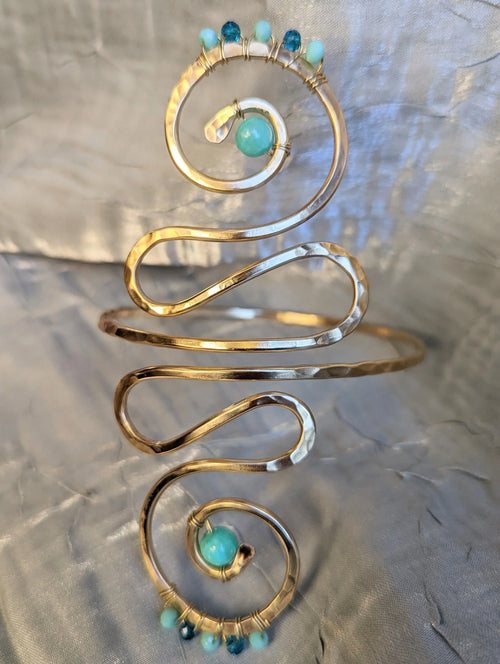 Alohi Arm Cuff - Beaded Mermaid Goddess Accessory - Handcrafted Fine Jewelry by ShellDance Designs, Kona Hawaii