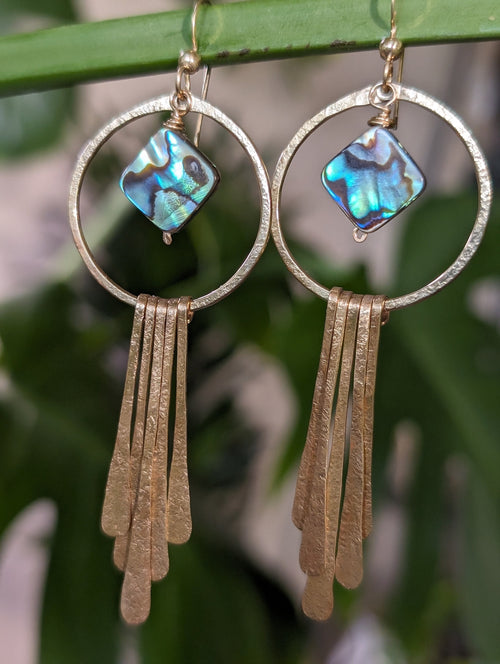 Alohi Mermaid Diamonds Tassel Earrings - Handcrafted Fine Jewelry by ShellDance Designs, Kona Hawaii