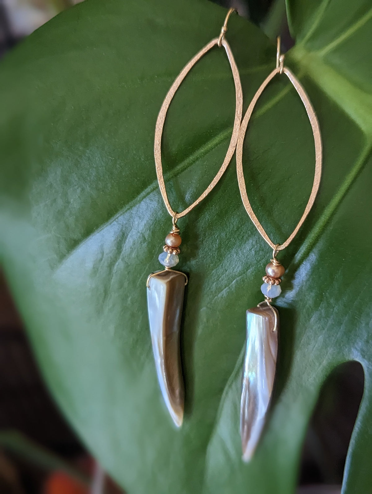 Mother Of Pearl Earrings - Handcrafted Fine Jewelry by ShellDance Designs, Kona Hawaii