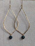 Kapua Gold Drop Earrings With Peacock Pearl - Handcrafted Fine Jewelry by ShellDance Designs, Kona Hawaii