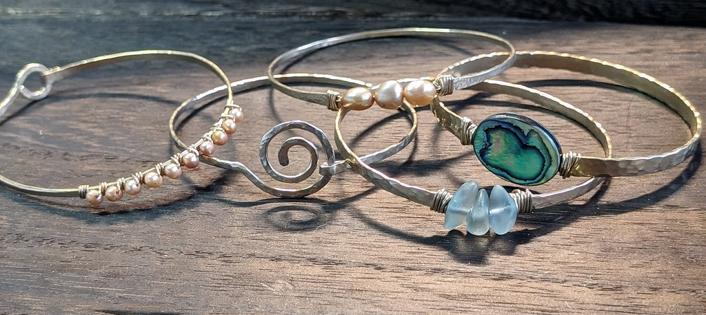 Noelani Mermaid Diamonds Bangle - Handcrafted Fine Jewelry by ShellDance Designs, Kona Hawaii