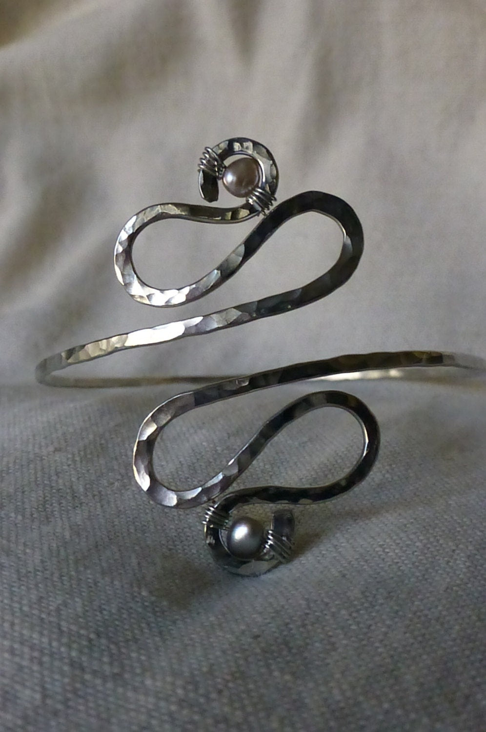 Mele Hammered Upper Arm Cuff - Egyptian Style Band - Handcrafted Fine Jewelry by ShellDance Designs, Kona Hawaii